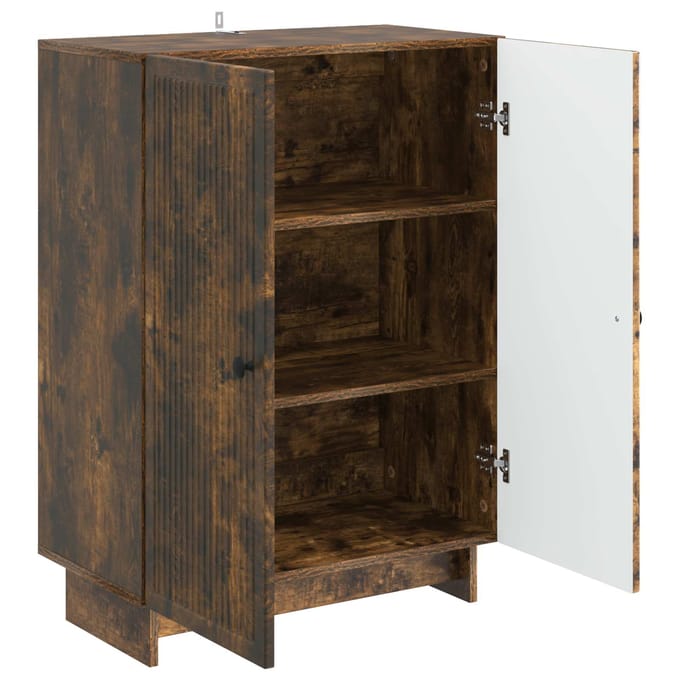 vidaXL - Dressoir - Gerookt - eiken - 66 - x - 34,5 - x - 90 - cm - Bewerkt - hout
