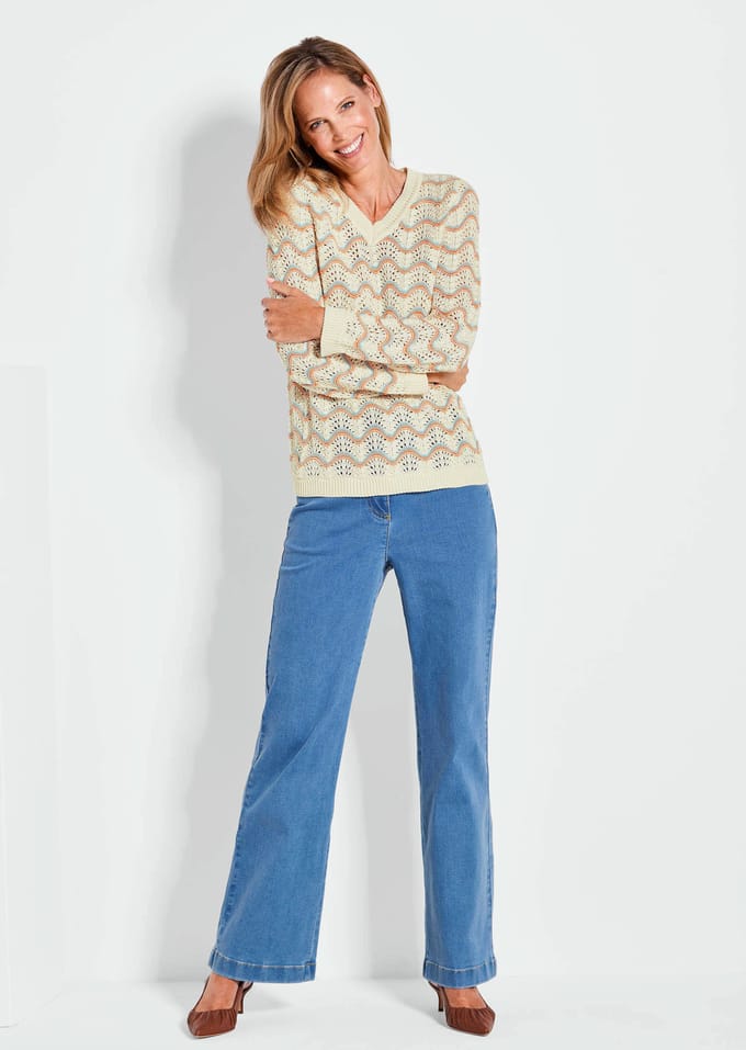 Pullover - gebroken wit / gedess. - Gr. 54 van Goldner Fashion