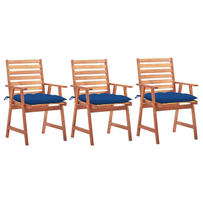 vidaXL - Tuinstoelen - 3 - st - met - kussens - massief - acaciahout