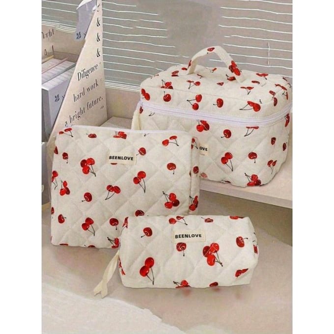 1 Stuk Strik Rozenontwerp Quilting Make-uptas Mode Draagbare Make-uptas Multifunctionele Make-up Organizer Handtas Make-up Kwasten Pouch S