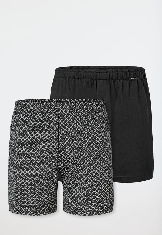 Boxershorts, set van 2: effen jersey / zwart met patroon - Boxershorts multipacks 14
