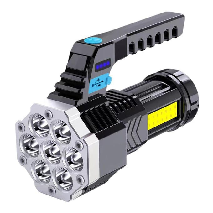 Outdoor Draagbare Camping Vissen Zaklamp Multi-modi Hoge Helderheid Lantaarn 7LED Handlicht USB zwart