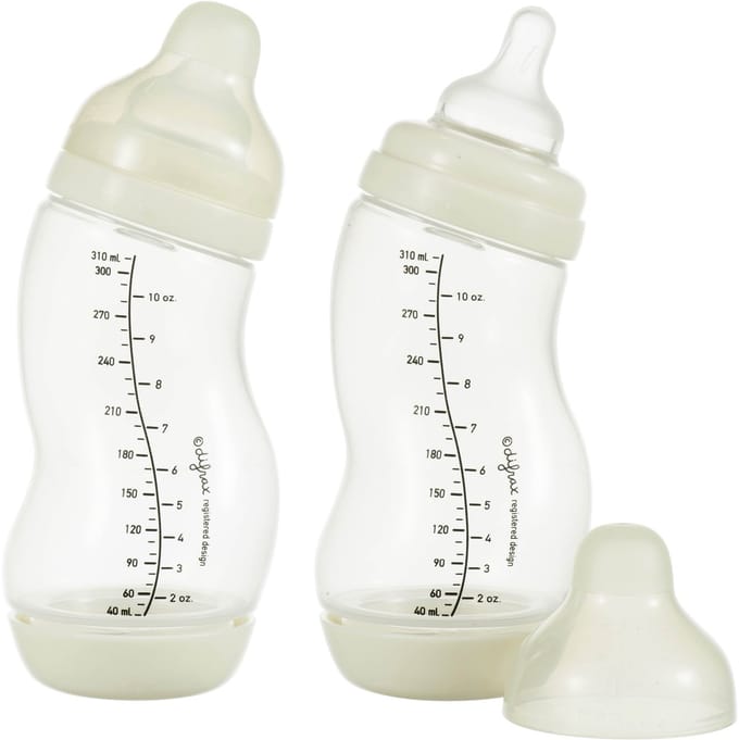 Difrax Babyfles Breed - 310 ml - Wit - 2 Stuks - S-fles - Anti Koliek