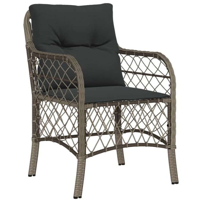 vidaXL - 7-delige - Tuinset - met - kussens - poly - rattan - grijs