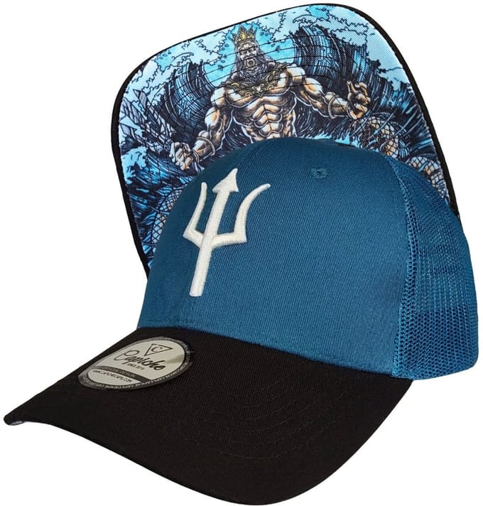 Capiche® Trucker Pet – Poseidon – Blauw & Zwart – Verstelbaar met Druksluiting – Trucker Pet Mannen