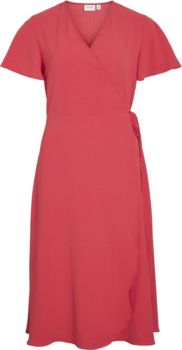 VILA - VILOVIE S/S WRAP MIDI DRESS - NOOS - Dames - Mini jurken