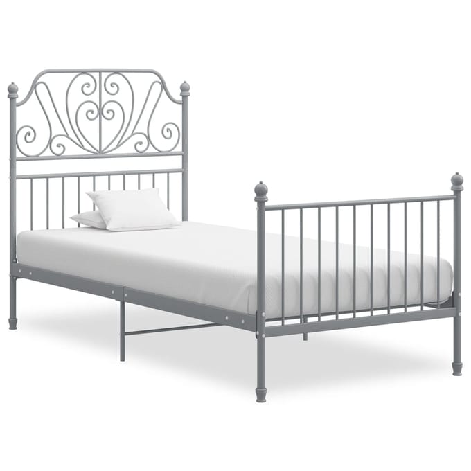 vidaXL - Bedframe - metaal - grijs - 90x200 - cm