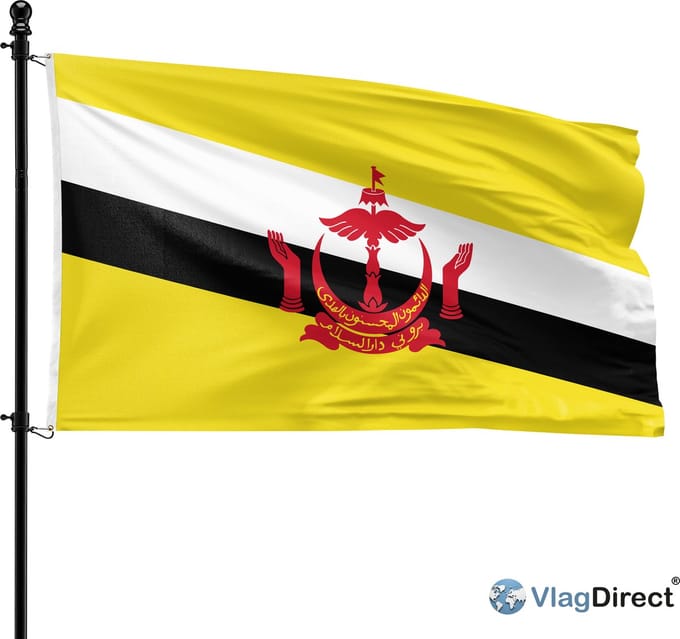 VlagDirect - Brunese vlag - Brunei vlag - 90 x 150 cm.