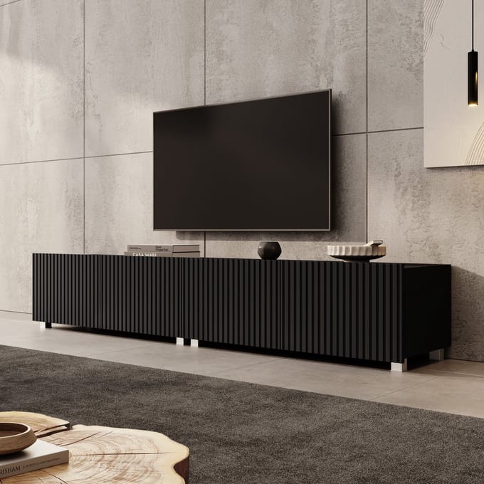 Meubella - TV-Meubel Kenderes - Zwart - 200 cm