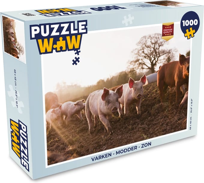 Puzzel Varken - Modder - Zon - Legpuzzel - Puzzel 1000 stukjes volwassenen