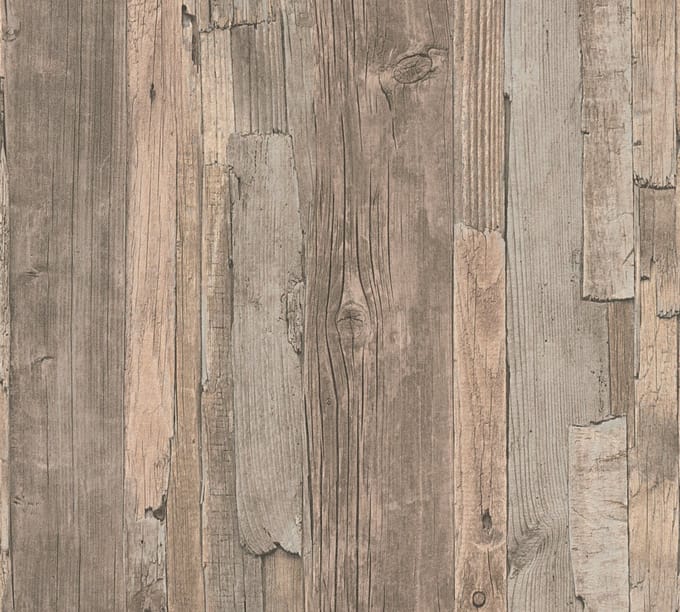 SPROKKELHOUT BEHANG | industrieel - Beige Bruin - A.S. Création Elements 2