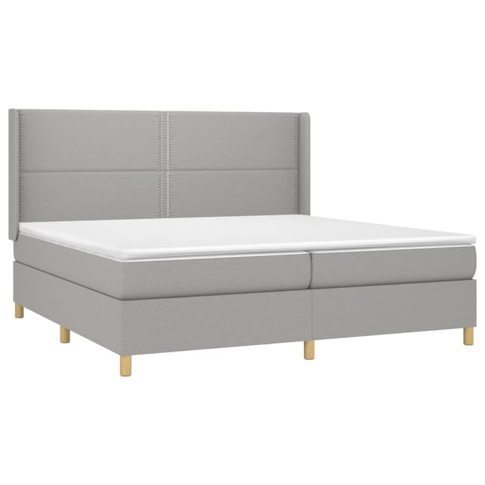 vidaXL - Boxspring - met - matras - stof - lichtgrijs - 200x200 - cm