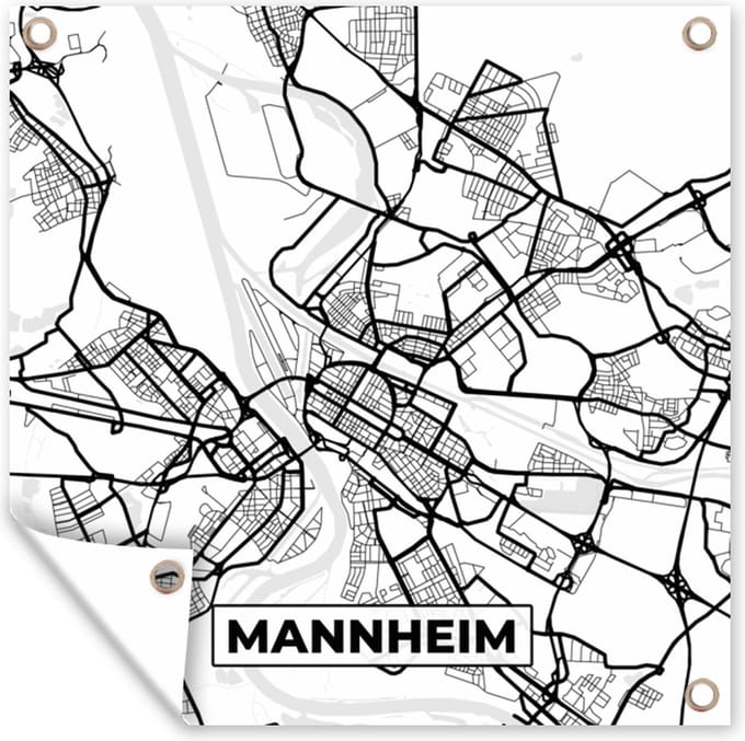 Tuindoek Mannheim - Kaart - Stadskaart - Plattegrond - 100x100 cm