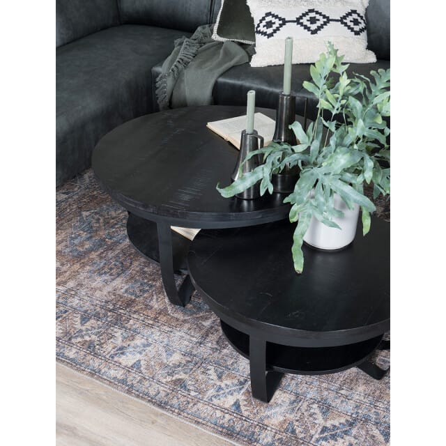 Salontafel Cilamon - 70 cm - Zwart blad - Zwart onderstel