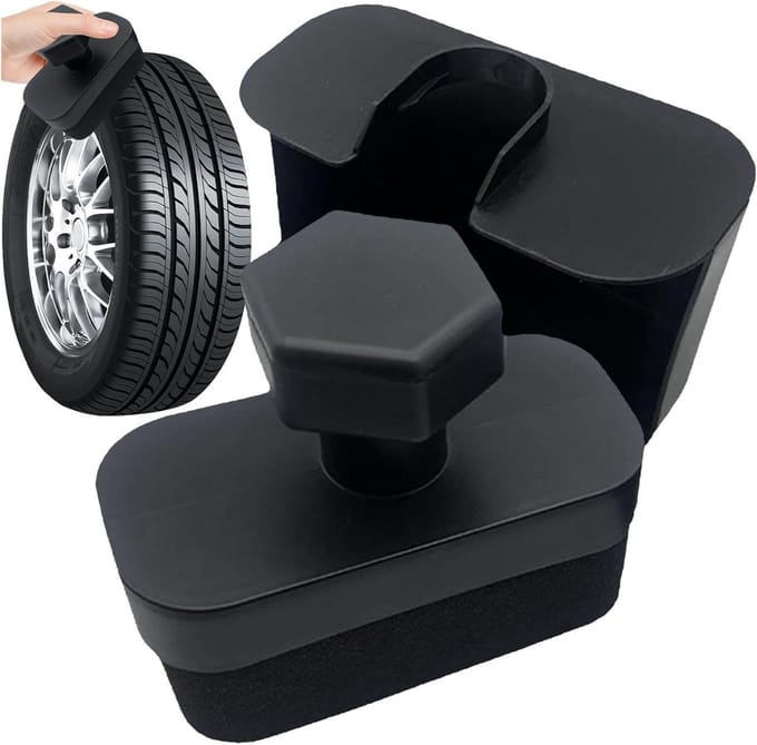 Band Glans Applicator - Velg Spons - Auto Onderhoud - Verstevigde Spons - 16x13x8cm - Zwart