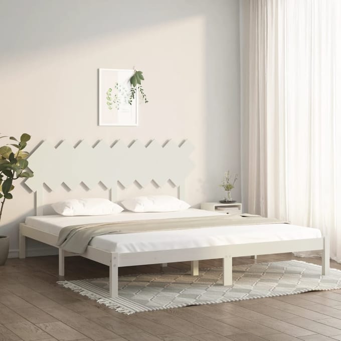 vidaXL - Bedframe - massief - hout - wit - 180x200 - cm