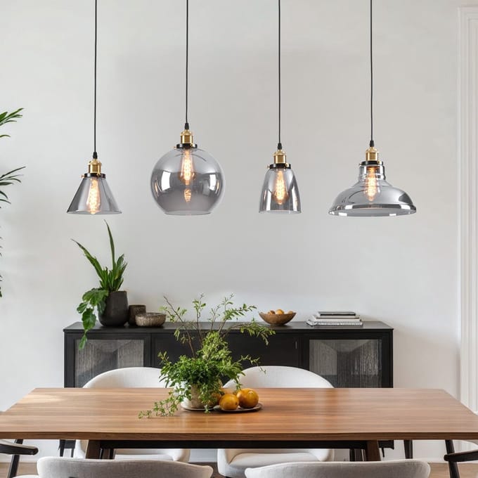 LumenXL Hanglamp 4-lichts - smoke glas - Kendall