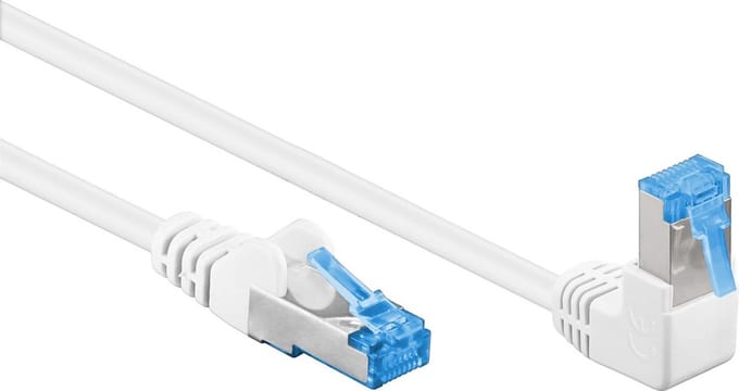Goobay CAT 6a netwerkkabel 1x 90° haaks, S/FTP, wit, 5 m