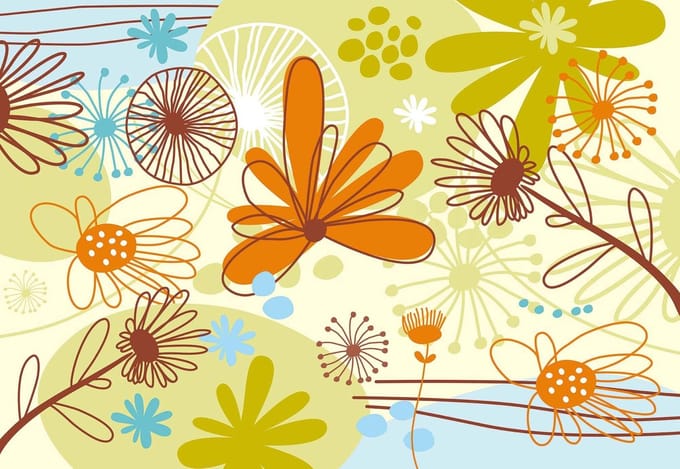 Fotobehang  Floral Pattern  | PANORAMIC - 250cm x 104cm | 130g/m2 Vlies