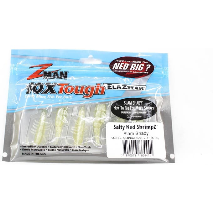 Zman Zachte Kunstaas Salty Ned ShrimpZ 2,5 Inch 6/Pack Slam Shady (4441)
