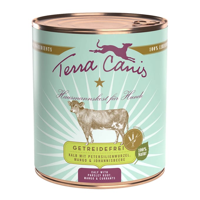 Terra Canis Graanvrij Voordeelpakket 12 x 800 g - Kalfsvlees met peterseliewortel, mango & ribes