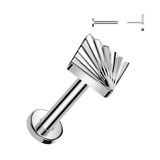 Piercing titanium push in diamant shape 1.2X6x4 - zilver - LMPiercings