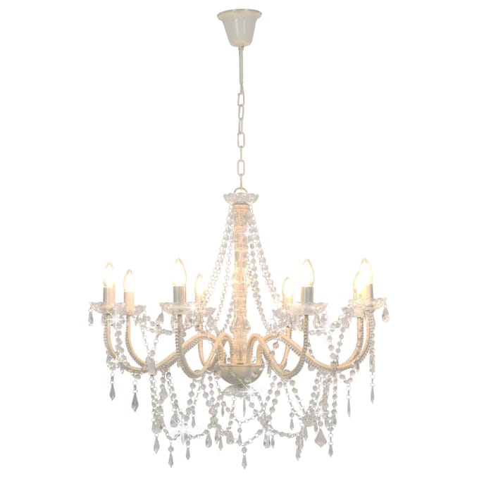 vidaXL - Kroonluchter - met - kralen - 8xE14 - wit