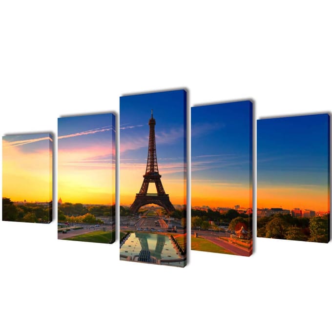 vidaXL - Canvas - muurdruk - set - Eiffel - toren - 200 - x - 100 - cm