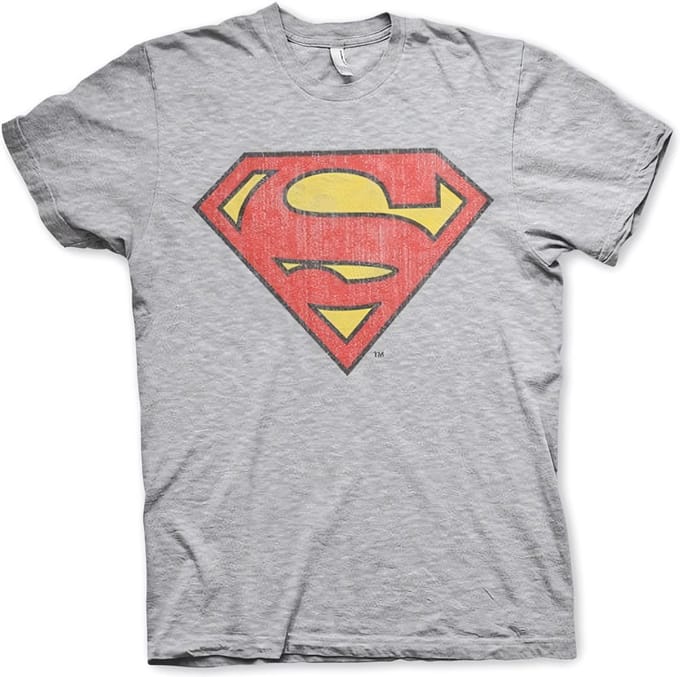 Superman Washed Shield T-shirt, grijs gemêleerd