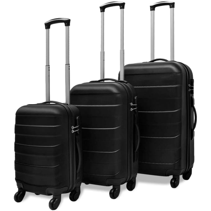 vidaXL - 3-delige - Kofferset - hard - 45,5/55/66 - cm - zwart