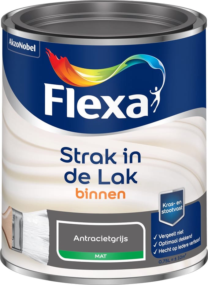 Flexa - Strak In De Lak Binnenlak Mat - Antracietgrijs - 750 Ml