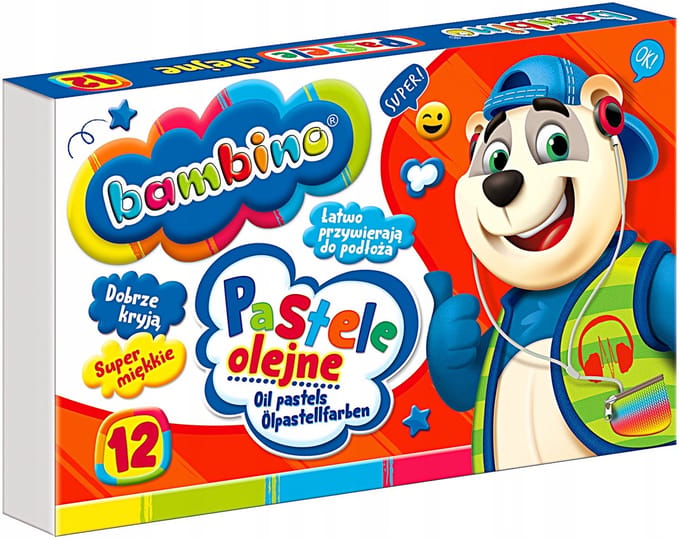 Bambino Oliepastels - 12 Levendige Kleuren voor School en Thuis