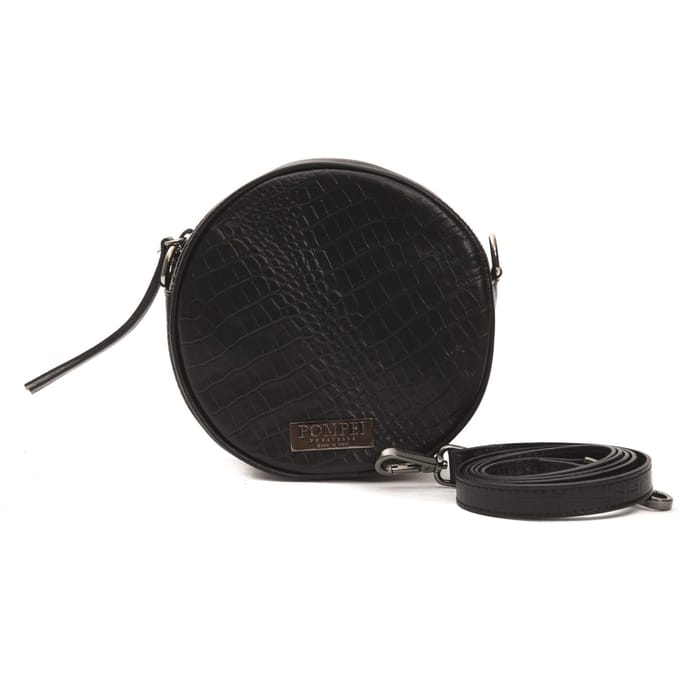 Pompei Donatella Vrouwen Zwart Leren Crossbody Tas
