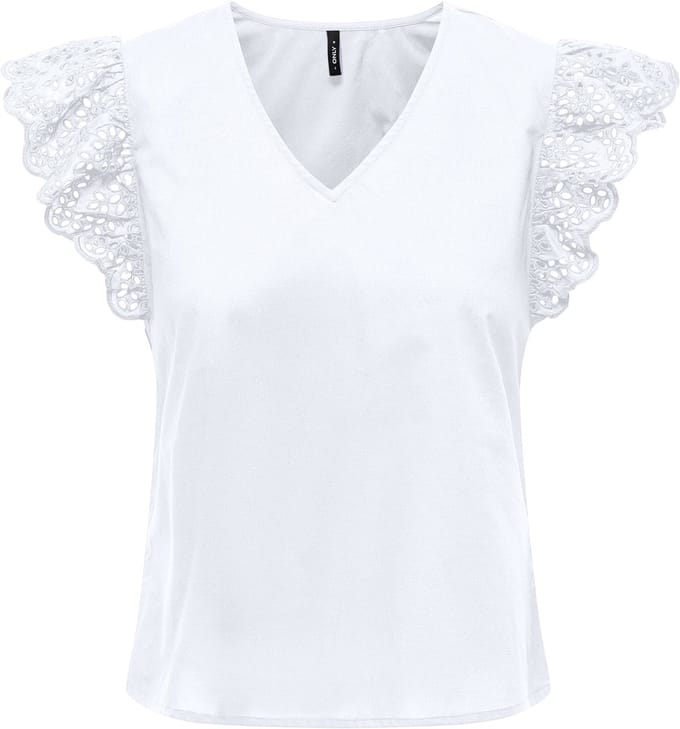ONLY - ONLLOU LIFE EMB S/S FRILL TOP WVN - Dames - Blouses