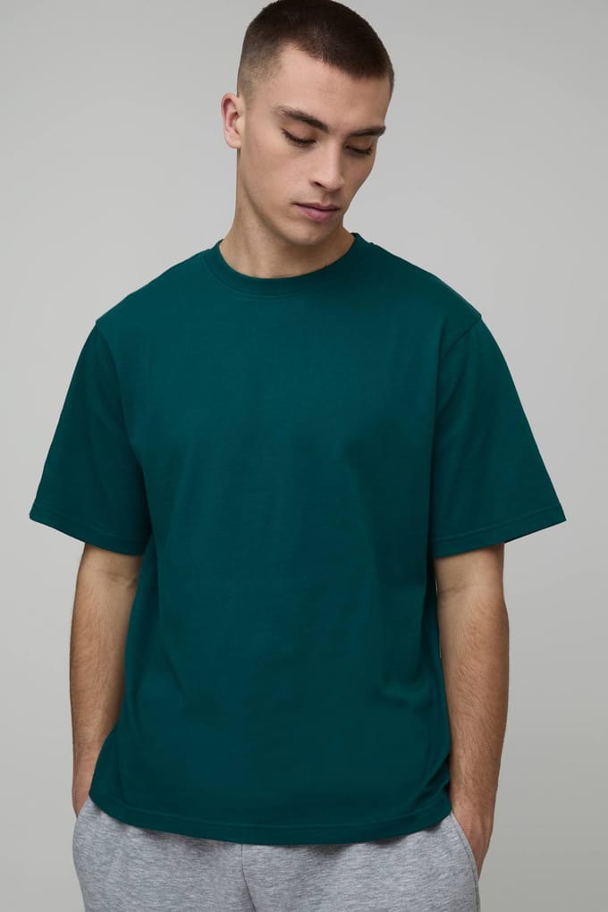 Basic Regular Fit T-shirt Met Ronde Hals | Teal | Size Small