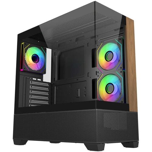 Cooler Master Elite 690 Wood - Case - Tower - Zwart