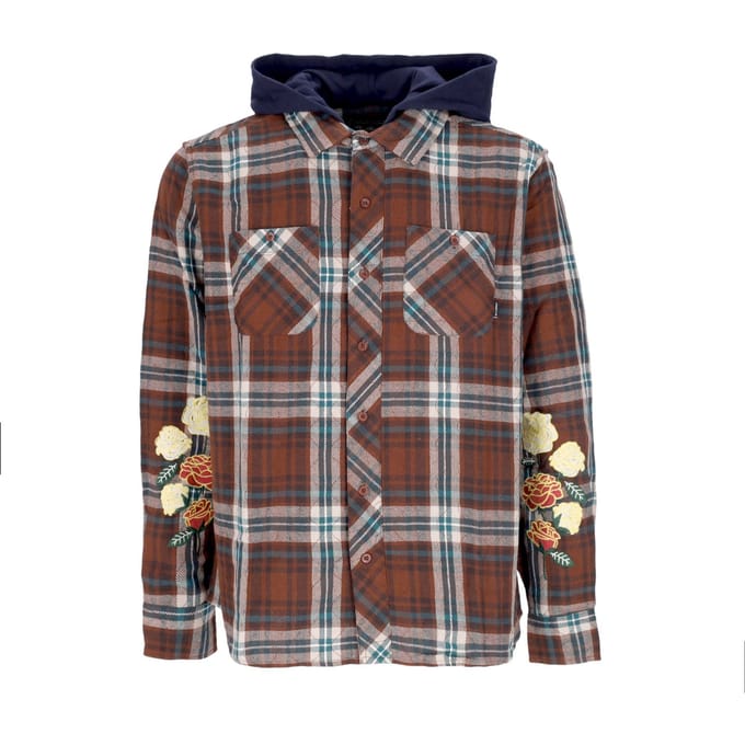 Layne herenshirt met lange mouwen en capuchon Two-fer Flanel bruin