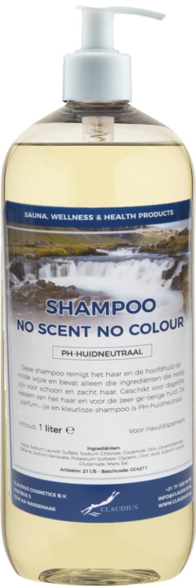 Shampoo No Scent No Colour - 1 liter (transparant) met witte pomp - Haarverzorging
