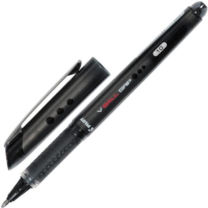 Pilot - V-Ball Grip 10 Broad Tip - Liquid ink Rollerball pen - Zwart