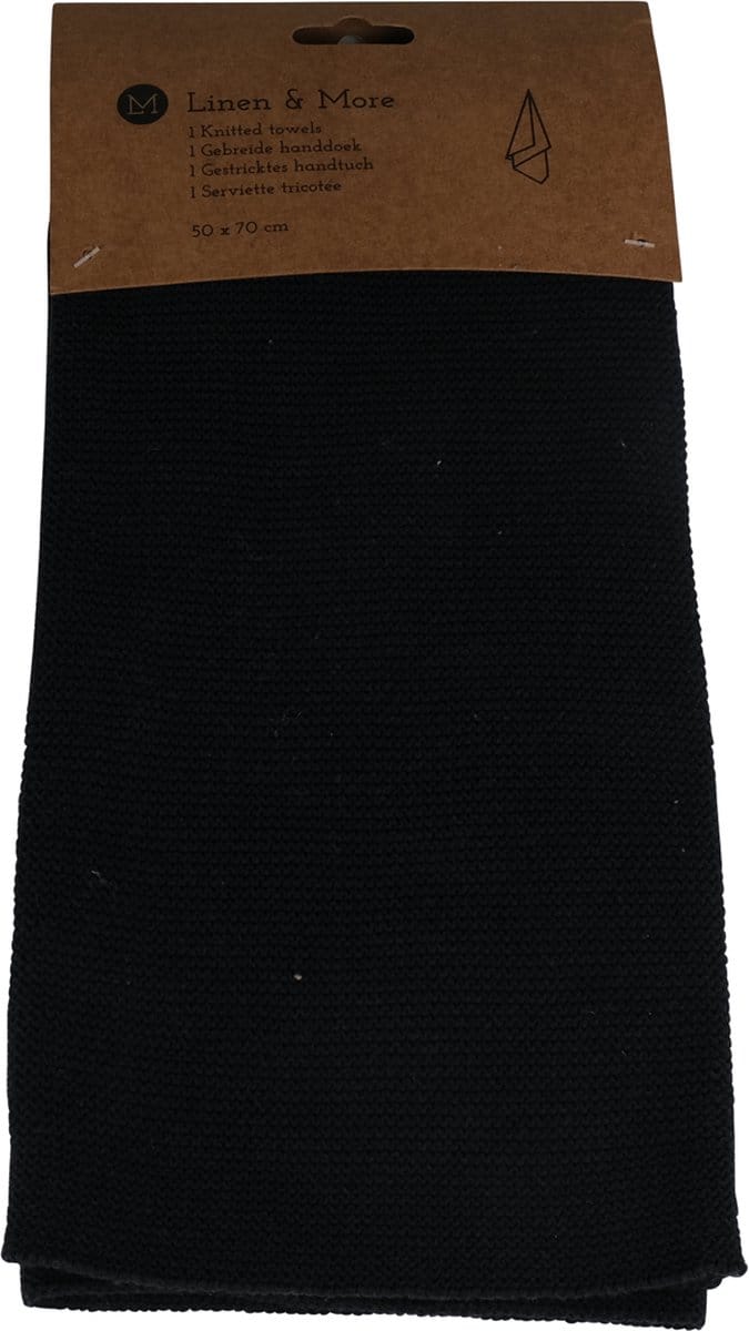 Linen & More - Keukenhanddoek 'Eldrid' (50cm x 70cm, Black)