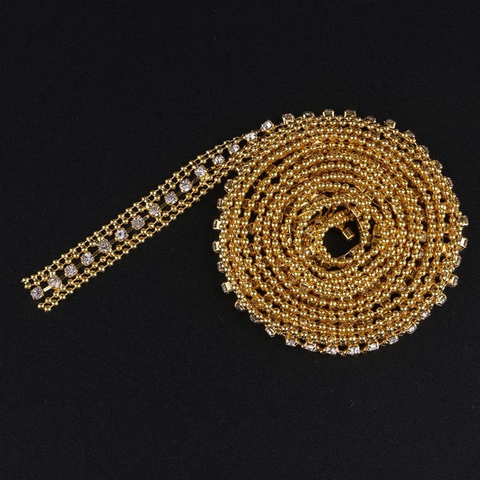 1 Yard Crystal Bead Strass Lint Trim Chain voor Naaien Craft Decor 1 yard goud