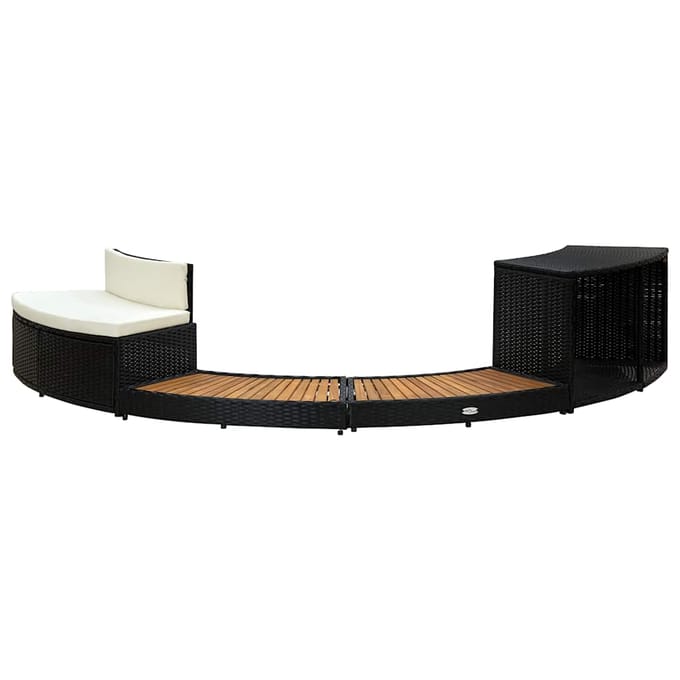 vidaXL - Spa-ombouw - poly - rattan - en - acaciahout - zwart
