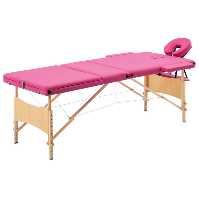 vidaXL - Massagetafel - inklapbaar - 3 - zones - hout - roze
