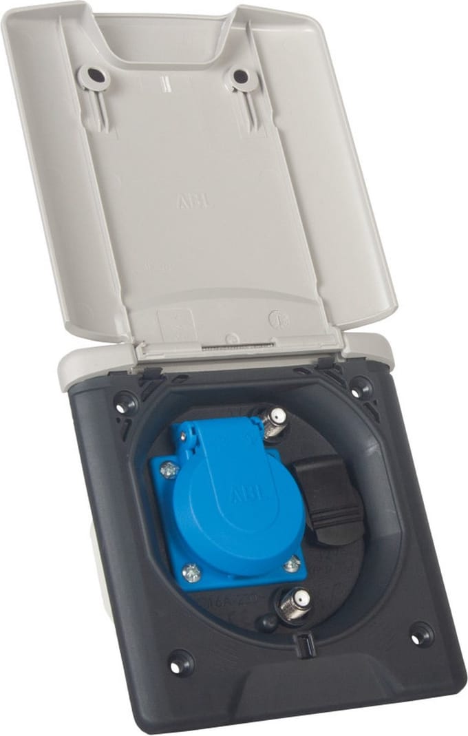Inbouwstekkerdoos Design 2014 230V/12V/Sat Lichtgrijs