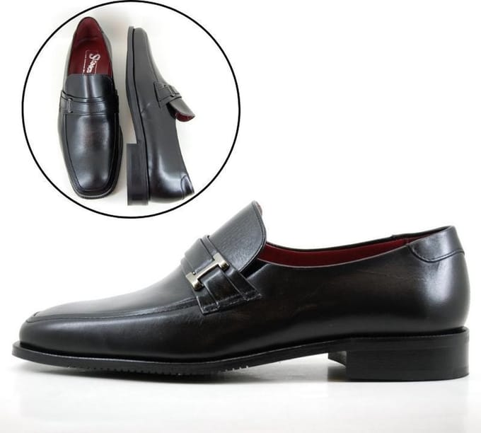 Stravers - Maat 48 Loafers Zwart Leer Heren. Nette Instappers met Rubberzool Grote Maten