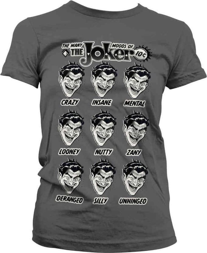 DC Comics Batman Dames Tshirt -S- The Many Moods Of The Joker Grijs