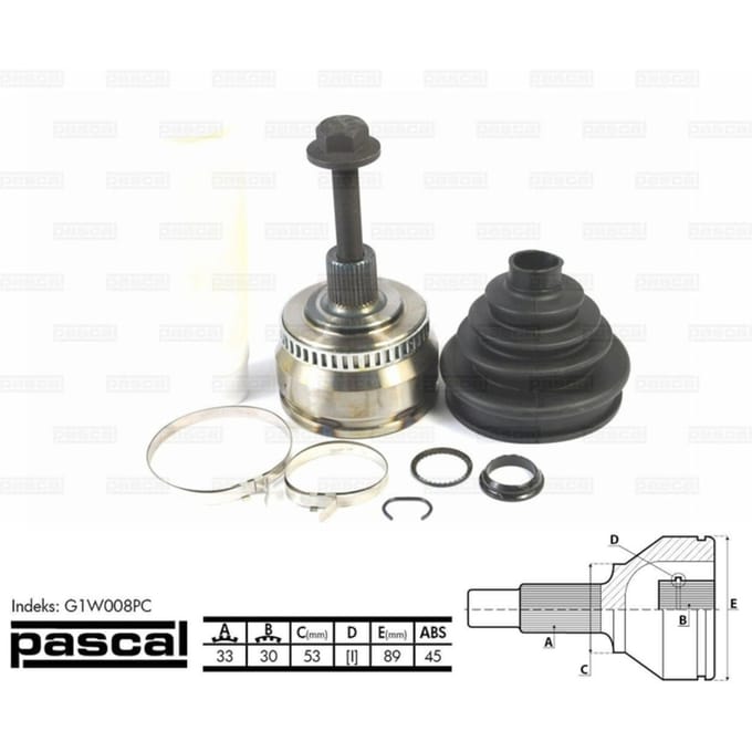 Homokineet reparatie set, aandrijfas PASCAL G1W008PC
