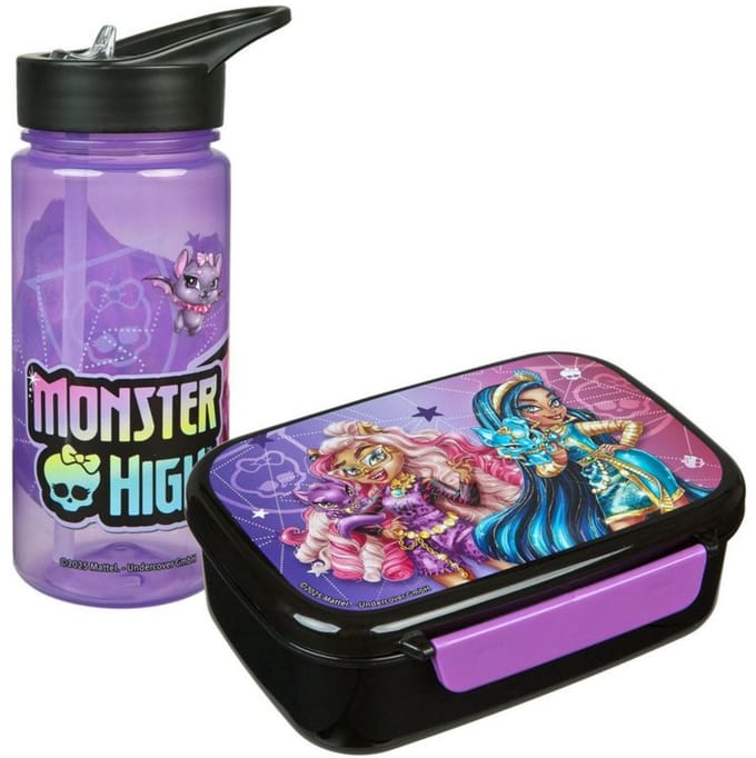 Monster High Lunchset - Lunchbox - Drinkfles - Paars - Lunchbox Kinderen