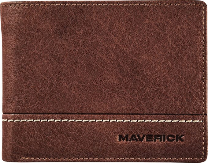 Maverick brown - portemonnee - billfold -  volnerf rundsleder - bruin