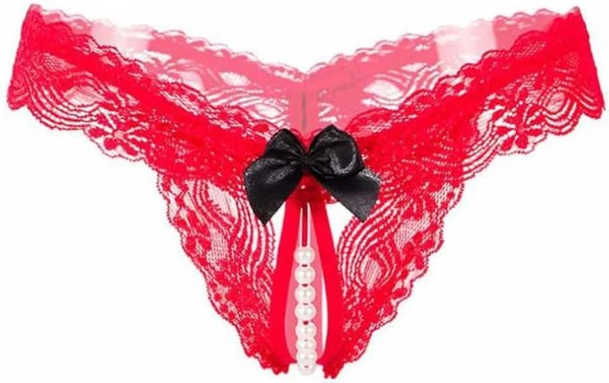Sexy String kant met parels Rood